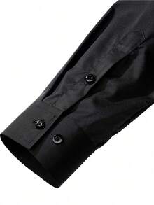 Men's Shirt Solid Color Versatile Banquet Festival Daily Wedding Tuxedo Formal Long-Sleeved Outfit Men Single-Breasted Size XS-XXXL 1PC Fall Clothes For Men - 黑色 - 查看 5