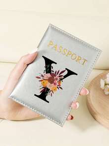 1pc A-Z 26 Letters Fashionable Letter Print Stylish Burgundy Passport Cover, Premium PU Leather Passport Wallet With Multi-Card Pockets For Credit Cards, Boarding Passes, And IDs Graduation - Burgundy - View 131