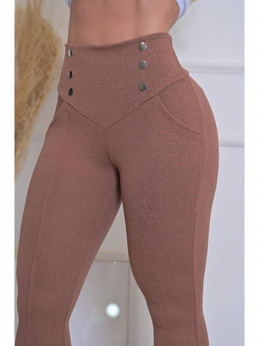 Calça Feminina Flare Cintura Alta Boca Sino com Lycra  Efeito Empina Bumbum Premium Luxo
