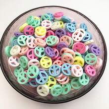 30/50 piezas Cuentas de acrílico de color caramelo de 14/16 mm con diseño de signo de la paz, suministros para hacer joyas DIY para pulseras y collares - Multicolor - Ver 7