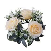 1 peça de suporte para velas de rosas artificiais, decoração de mesa para festa de casamento, guirlanda romântica de flores artificiais (velas não incluídas)