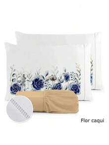 3-Piece Sheet Set 400 Thread Count For Queen King Single Bed Micropercal - 苔綠色花卉 - 查看 2