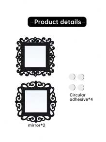 1/2pcs Vintage Square Wall Decor Mirror, Hollow Floral Pattern Mirror Wall Hanging Decor With Wooden Frame, Multiple Colors Available For Living Room, Bedroom, Dining Room, Bathroom, Unique Decorative Mirror, Distinctive Gift For Birthday, Holiday, Graduation, Mother's Day