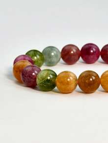 1/4/7pcs Bohemian Colorful Tourmaline Bracelet, Vintage Natural Stone Beads, Soothing Emotion & Energy Balance Yoga Bracelet - Multicolor - View 8