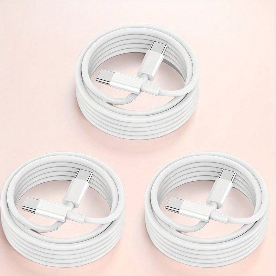 60W USB C To USB C Connection Cable [3 Packs] IPhone 16 Fast Charging Cable,3ft/6ft USB-C To USBC Power Cable,Compatible With IPhone 16/15 Pro Plus Pro Max, Pro Air/IPad/IPad Pro 12.9/11(White) Compatible With IPhone 16, 16 Pro Max, 15, 15 Plus, 15 Pro, 15 Pro Max,Compatible With Xiaomi, Compatible With OnePlus Type C