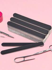 5pcs Dual-Sided Nail Files, 100/180 Grit Nail Buffers, Black Abrasive Boards For Manicure And Pedicure, Odorless Nail Polishing Tool