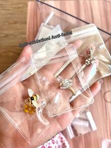 1Set Frosted Transparent Jewelry Storage Booklet With 30 Oxidation Resistant Storage Bags For Ring, Earring And Necklace Sorting And Organizing Container