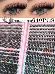 800 piezas/780 piezas/740 piezas/640 piezas/600/60 piezas Extensiones de pestañas individuales con rizo D de 9-18 mm, clusters de pestañas extra gruesas y naturales, volumen dramático, ultra suaves y súper ligeras, reutilizables, kit de extensión de pestañas 30D+40D+50D+60D+80D+100D
