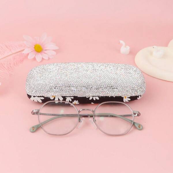 1pc Luxury Shiny Glasses Case, Protective Sunglasses Case, Multifunctional Case, Portable Glasses Case, Unisex, Suitable For Travel Study Work Glasses Storage Accessories