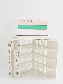 1/2 pezzi Scatola bianca creativa per archiviazione file da scrivania, supporto per libri carino per studenti, scaffale per libri da scrivania per dormitorio, per forniture scolastiche, back to school