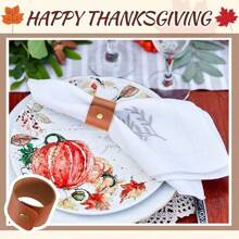 12 PCS Leather Napkin Rings Vintage Buckle Napkin Holder For Table Decor, Wedding, Fall Dinner Party Thanksgiving Day Table Napkin Ring Ornaments Classic Brown Leather Napkin Rings