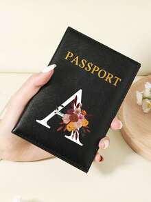 1pc A-Z 26 Letters Fashionable Letter Print Stylish Burgundy Passport Cover, Premium PU Leather Passport Wallet With Multi-Card Pockets For Credit Cards, Boarding Passes, And IDs Graduation - Burgundy - View 102