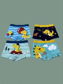 8 Sets Of Young Multi-Color Boys Cotton Boxers, Comfortable And Soft Cartoon Dinosaur, Crocodile, Lion, Giraffe, Dog, Balloon Printed Little Boy Boxer Briefs Four Seasons, Blue, Green, Yellow