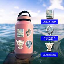 paquete de 50 pegatinas con temática retro del océano y estética, pegatinas de dibujos animados lindos y divertidos, pegatinas estéticas de anime para diario, scrapbooking, instrumentos, envoltorios, sobres, regalos de fiesta, recompensas y motivación para adolescentes y jóvenes - Azul - Ver 10