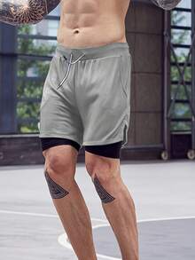 3-Piece Set Mens Running Shorts,2-In-1 Shorts,Workout Running Shorts For Men,7-Inch Gym Yoga Outdoor Sports Shorts - Đen + xám đậm + xám nhạt - Xem 9