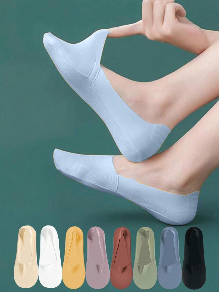 Solid Color Socks Soft And Lightweight Invisible Boat Socks For Women's Silk Stockings Solid Color Plain Socks Comfortable And Lightweight Low Ankle Socks