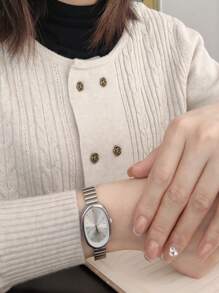 1 nuevo reloj de mujer de moda exquisito, casual y sencillo con correa de acero inoxidable clásica, de estilo retroiluminado, de lujo y elegante, reloj de cuarzo adecuado para uso diario, vacaciones, regalo exquisito para amigas o familiares