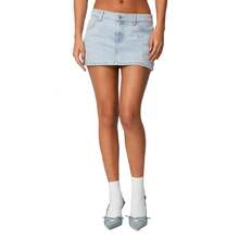 Denim Skort Skirts Women Casual Mini Jean Skirt Stretch Low Waisted Jean Skirt For Women Zip Denim Skirt - Baby Blue - View 1