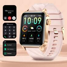 ESFOE LIGE Modische Smartwatch mit quadratischem Zifferblatt, Schrittzähler, Zeitnahme, Training, kabellose Anrufe, Musikwiedergabe, Weckruf-Erinnerung, Multifunktions-Damensmartuhr