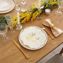 10pcs/30pcs 7-Inch Bride Gift Dessert Paper Plates, Gold Foil Scalloped Edge Disposable Cake Plates, Suitable For Engagement Party, Bridal Shower And Wedding - Bride - View 5