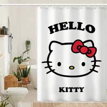 1 Piece/180cm * 180cm - Cute Cartoon Hello Kitty Pattern Seamless Design Easy To Clean Extended Bathroom Waterproof And Mildew Proof Shower Curtain Suitable For Home Decoration In Single Apartments For Girls Bathroom Accessories
