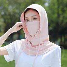 LOTANK Summer Thin Semi Transparent Full Face Sunscreen Hat Mask Outdoor Hiking Camping Thin UV Resistant Hat Neck Protection Hat