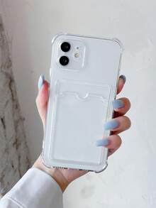 1 Stück transparente, einfarbige Muster-TPU-Telefonhülle mit vollständiger Abdeckung, stoßfest, kompatibel mit Apple iPhone 16, 15, 14, 13, 12, 11 Pro Max - Transparent - Übersicht 1