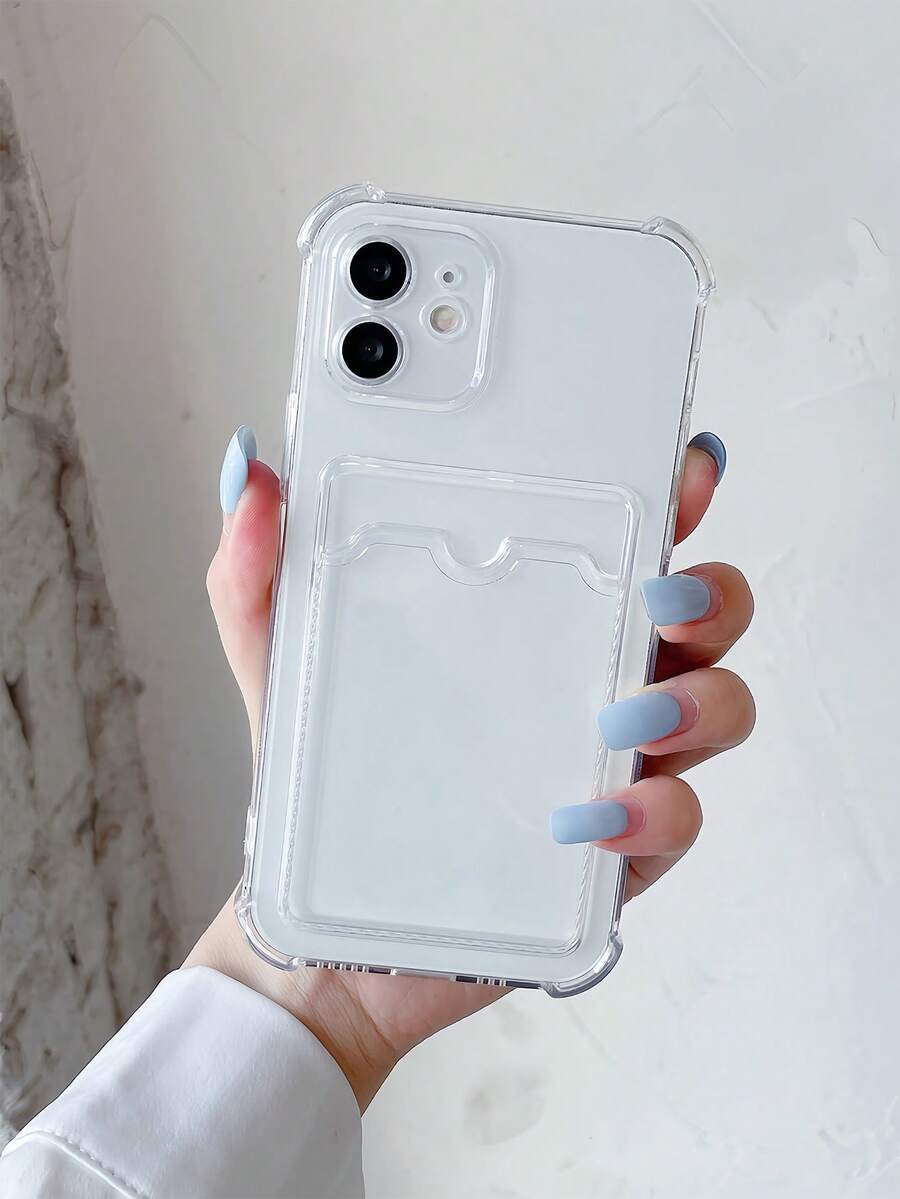 1 Stück transparente, einfarbige Muster-TPU-Telefonhülle mit vollständiger Abdeckung, stoßfest, kompatibel mit Apple iPhone 16, 15, 14, 13, 12, 11 Pro Max - Transparent - Übersicht 1