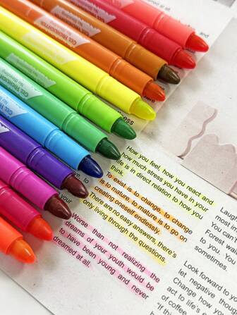 12 piezas de resaltadores de gel de colores brillantes, 12 paquetes de resaltadores que no desangran, resaltadores para todo tipo de papel, resaltadores de bolígrafo de gel para diarios, lectura y vuelta al colegio