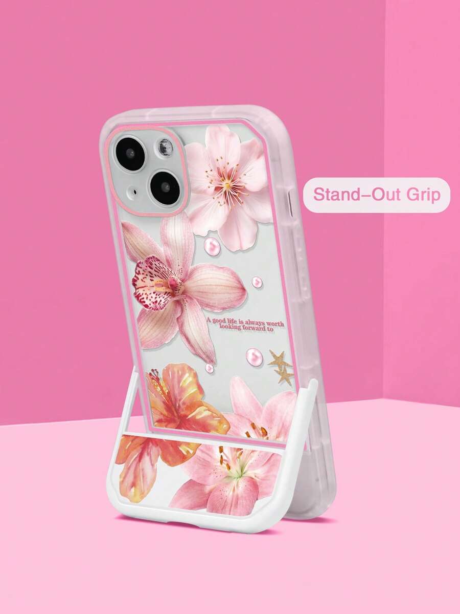 花卉元素 TPU 支架 1 件装 TPU 花朵手机壳支架，兼容 7、7 Plus、8、8 Plus、X、XS、XR、XS Max、11、11 Pro、11 Pro Max、12、12 Pro、12 Pro Max、13、13 Pro、13 Pro Max、14、14 Pro、14 Plus、14 Pro Max、SE2，兼容 15、15 Pro、15 Plus、15 Pro Max 以及 A03S、A03 Core、A04、A12、A13、A14、A21S、A22、A23、A32、A33、A34、A50、A51、A52、A53、A54、A71、A72、A73、S20 FE、S21、S22 系列，防水防震防摔防刮花，国际版，非国内版，春季礼物