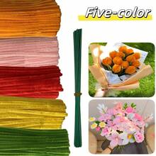 管道清洁器花朵套件，600 件管道清洁器雪尼尔茎，6 种颜色混合，30 根花茎，12 英寸工艺品散装，人造雪尼尔茎花创作，管道清洁器工艺品，适用于 DIY 艺术和工艺项目创意礼品包装派对装饰品