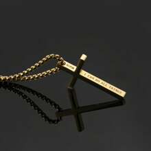 1pc Fashion Stainless Steel Cross Pendant Necklace With Slogan I Can Do All Thins Motivational Encouragement Necklace For Everyday Use Holiday Jewellery