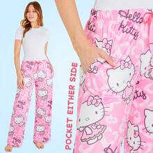Hello Kitty Pyjama Bottoms Comfy Elasticated Waist Loungewear Breathable PJ Gift - Pink - View 3