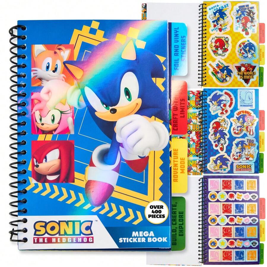 SONIC THE HEDGEHOG Sticker Book Activity 28 Sheets Shadow Knuckles 400+ Collector Stickers Scrapbooking Art Set - Multicolor - View 1