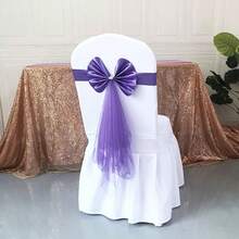 1pc Chair Back Decoration Bowknot, No Need To Tie, For Wedding, Party, Chair Cover - Multicolor - View 3