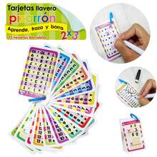 12 llaveros tarjetas didácticas tablas de multiplicar plastificadas con plumón - Multicolor - Ver 3