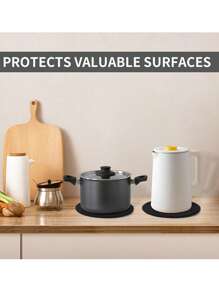 Soporte de rejilla de aproximadamente 20,3 cm (8 pulgadas) apto para platos, ollas y sartenes calientes, posavasos resistente al calor grueso para la cocina, alfombrilla, artículos de cocina esenciales, decoración de mesa y encimera, con cesta de almacenamiento, set de 5 piezas (4 posavasos + 1 cesta de almacenamiento)