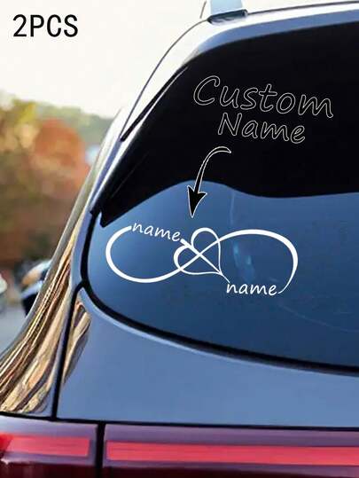 2 piezas de pegatinas reflectantes personalizadas con corazón infinito con láser, pegatinas unisex que se ajustan a BMW, Mercedes, Audi, famosos, también para gafas, portátiles, botellas de agua - Superficie brillante, corazón, blanco/negro/rosa/rojo/láser multicolor