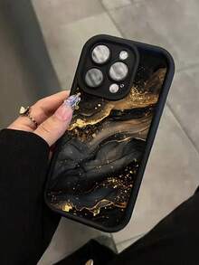 Marble Pattern Painted Black Carved Painted Thick Perforation Simple Shockproof Thick Phone Protective Case Printed Compatible With Iphone16/IPhone16Pro/IPhone16ProMax/IPhone16Plus, IPhone15XR/7/8, IPhone15ProMax, IPhone12ProMax, IPhone13ProMax, IPhone14ProMax, IPhone13, IPhone14, IPhone11, IPhone12p14, IPhone14Pro, IPhone11Pro Soft Shell Waterproof Anti-Fall Scratch Resistant,International Version, Not The Domestic Version - Multicolor - View 8