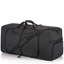 Travel Duffel Bag (Black) - Foldable Large Capacity With Shoe Compartment & Multi-Pockets, Unisex Weekender Bag For Weekend Trips 1-Pack - Black 80L - View 11