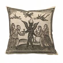 1 PIEZA Funda de almohada de peluche suave con diseño de bruja y demonio - 18x18 pulgadas, cierre con cremallera, lavable a mano - perfecto para la decoración del sofá y el dormitorio