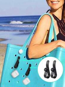 2 件套钥匙包和挂钩，适用于 Bogg 包配件、沙滩包挂钩和纽扣迷你便携式包挂钩、轻便的替换旅行配件、纯色多功能沙滩包配件钥匙扣防丢失配件、可重复使用的旅行配件、快速找到您的钥匙 - 彩色 - 查看 3