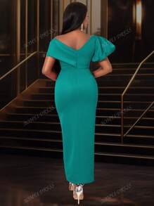 Vestido de cóctel con escote en V y abertura frontal sexy para mujeres, atuendo para citas, fiestas, bodas, dama de honor, graduación, invitado a boda
