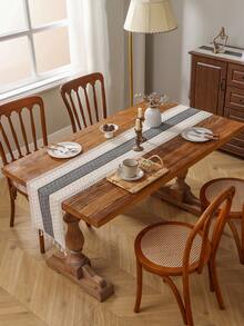 1 件奢华复古镂空编织流苏桌旗，装饰隔热餐垫，适用于橱柜、咖啡桌 - 灰色 - 查看 4