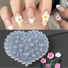 1PC Spring Flower Silicone Nail Mold, Tulip, Orchid And Leaf Pattern, Flower, Star, Mushroom Heart-Shaped Silicone Nail Mold - Suitable For UV Gel Resin Decoration, DIY Salon Quality Nail Products, DIY Nail Decoration Hand Tools, Carving Mold, Gel Printing Template, Nail Carving, 6 Different Styles To Choose From