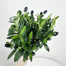 1 buc ramură de măslin artificială, aranjament floral pentru decorarea casei, frunze verzi cu fructe, decor pentru camera de zi, umplutură pentru vaze DIY, verdeață în ghiveci, consumabile pentru evenimente și festivaluri, plante artificiale