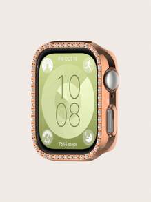 1 pieza Funda protectora con una de cristales de unicolor y estilo casual, a prueba de arañazos compatible con el reloj inteligente Watch Fit 3