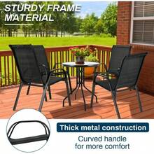 LIFERUN Gartenstühle Stapelstuhl Camping Stapelbar Hochlehner Terrassenstuhl Textilene Stahestell für Gärten Innenhöfe Balkone Restaurants 150 kg Belastbar 54 x 69 x 93cm 4 Schwarz - Schwarz1 - Übersicht 5