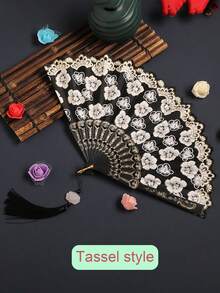 6片/4片/1片精美樱花花朵图案流苏便携折叠手扇女式扇子舞蹈扇摄影扇道具折扇适合日常休闲使用适合拍照参加聚会旅行可作为节日礼物送给朋友家人爱人同事生日礼物活动礼物结婚礼物 - 彩色 - 查看 17