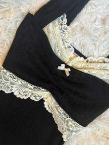 Women's Y2K Fairy Grunge Lace Trim Cami Tank Tops Knit Vintage Wide Strap Bow Decor Slim Fit Camisole Crop Tops Sexy Backless Vests Shirts Teen Girls Aesthetic Clothes Summer Going Out Top - 藍色 - 查看 2